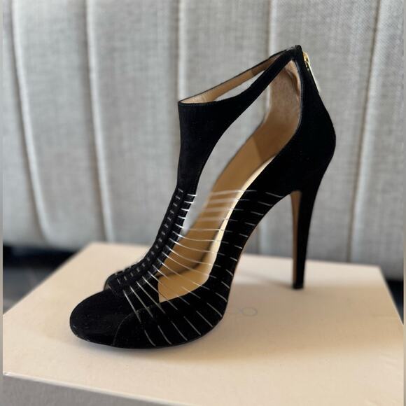 Jimmy Choo “Taste” Black Suede with Fishline heels - 40.5 - Picture 1 of 16
